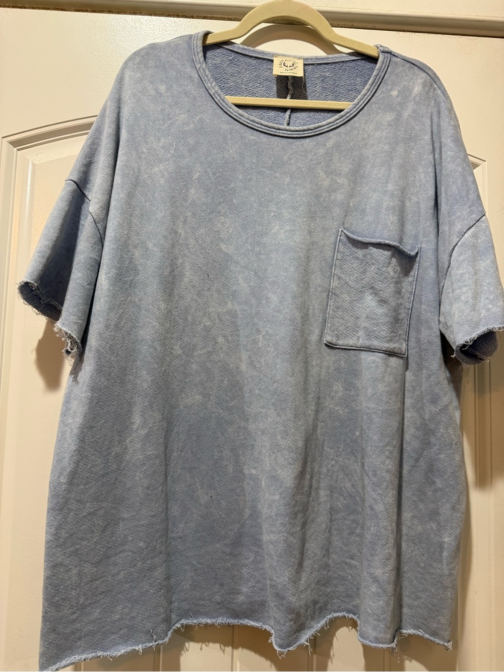 Fantastic Fawn Washed Light Blue Pocket Tee - Relaxed Short Sleeve